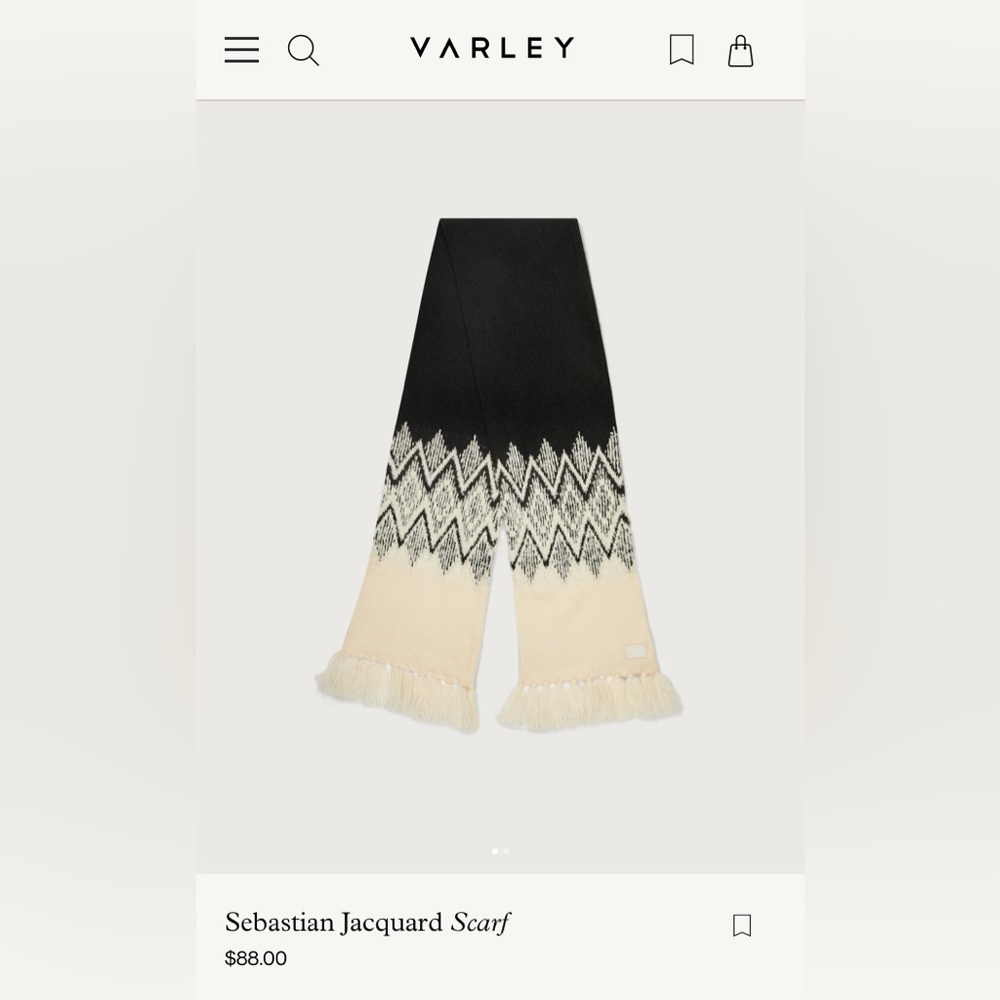 Varley Black and Cream Chevron Scarf